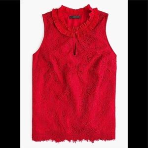 J. Crew Red Lace Top